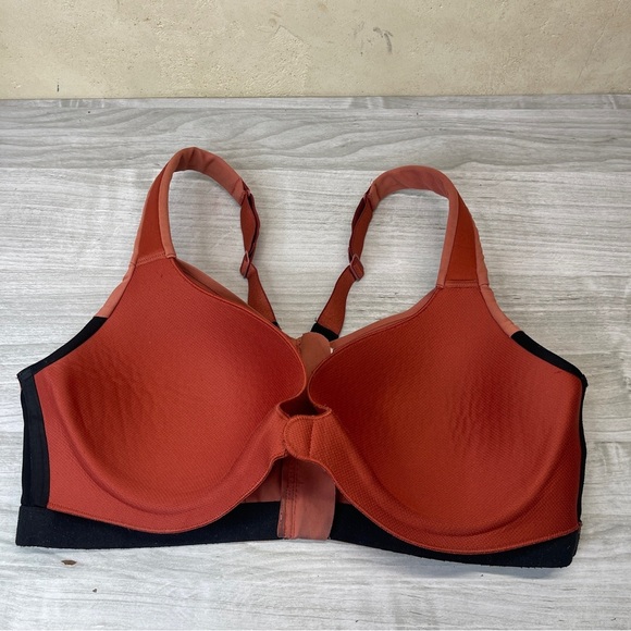 Victoria’s Secret Sports Knockout Zip Front Closure Orange Black Sports Bra 36D - Picture 7 of 12